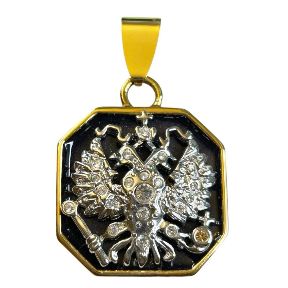 Joan Rivers Double Eagle Head Enamel
Pendant Vintage.